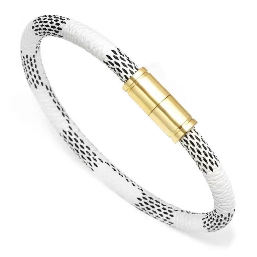 White Leather Pattern Bracelet